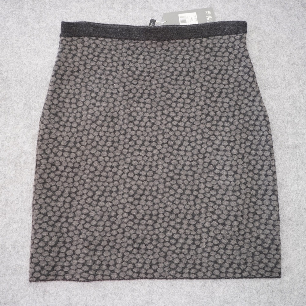 Eileen Fisher Charcoal Merino Wool Knit Pebble Dot‎ Short Skirt XS Contemporary